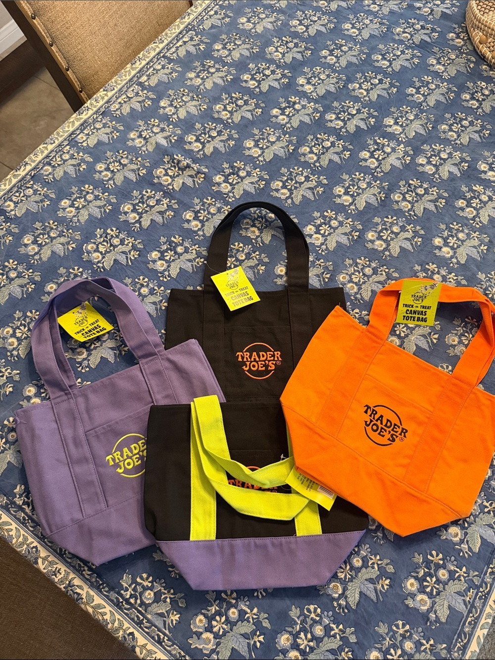 Trader Joe's Mini Tote Bag — Purple, Black & Orange